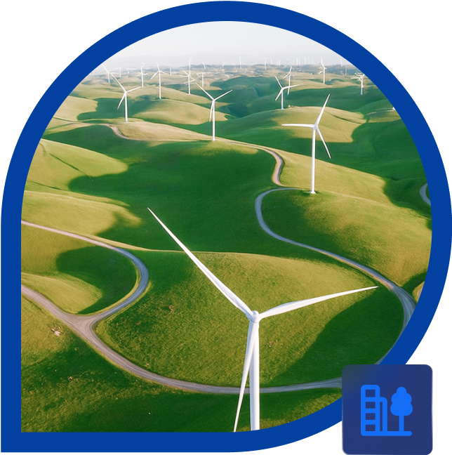 واجهة ESG تضم مشهدًا مستدامًا لتوليد الطاقة