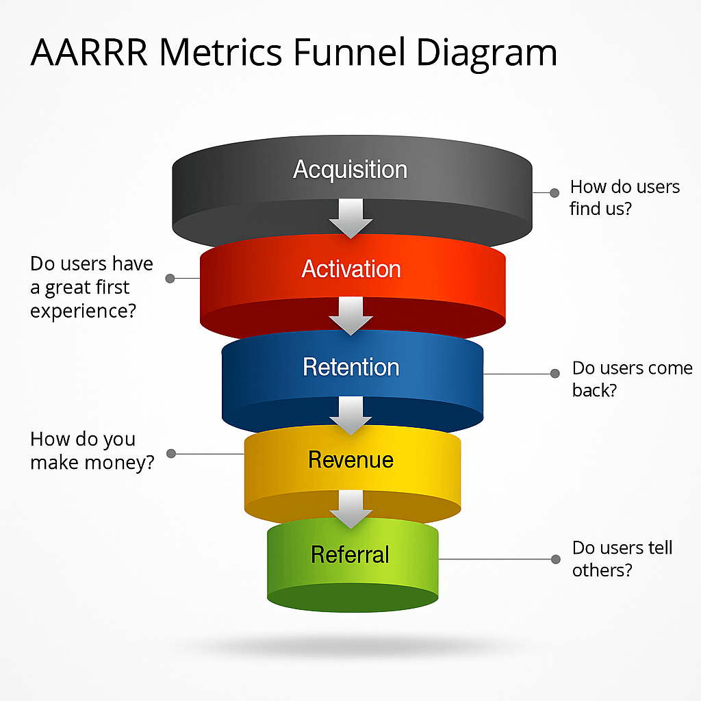 AARRR Metrics Funnel Diagram