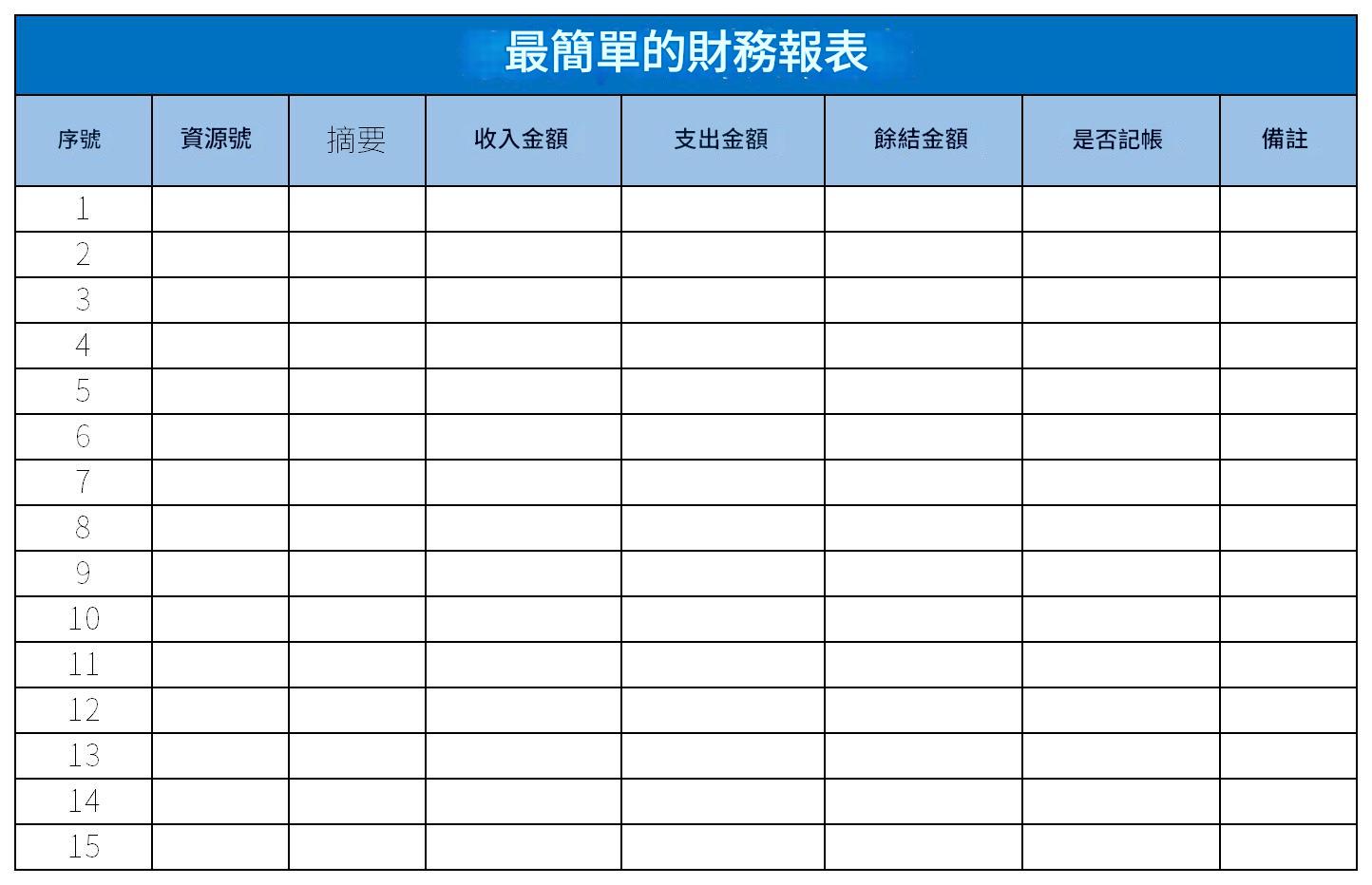 簡易財務報表範例