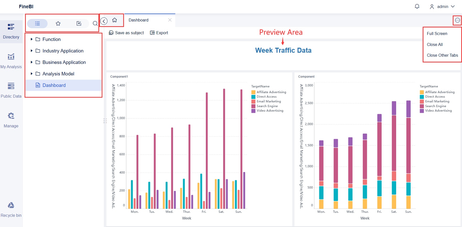 FineBI dashboard