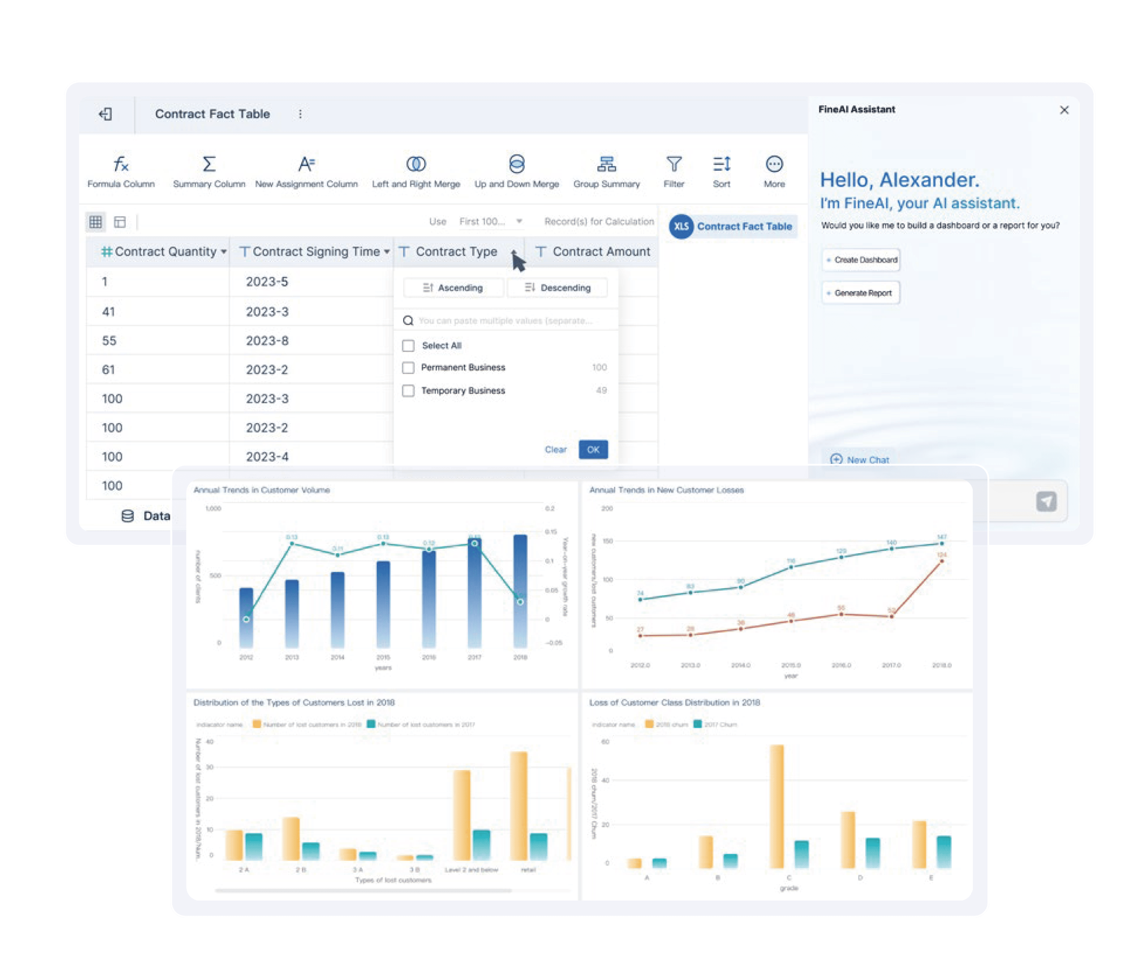 dashboard generation of FineChatBI
