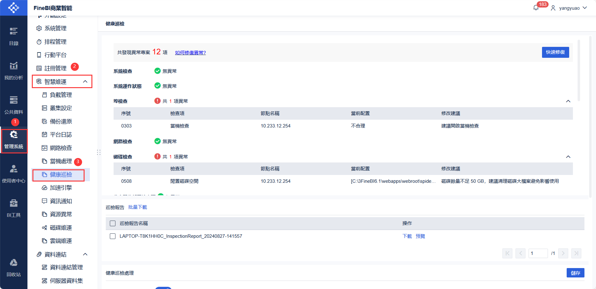 FineBI內置的合規檢查模板
