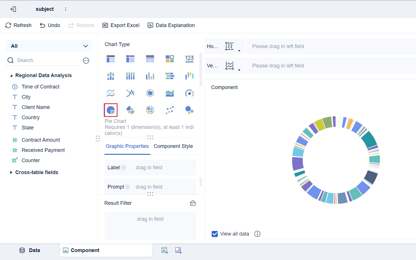 круговая диаграмма в FineBI для быстрой визуализации данных, настройки параметров и подготовки наглядных бизнес-отчётов для анализа показателей