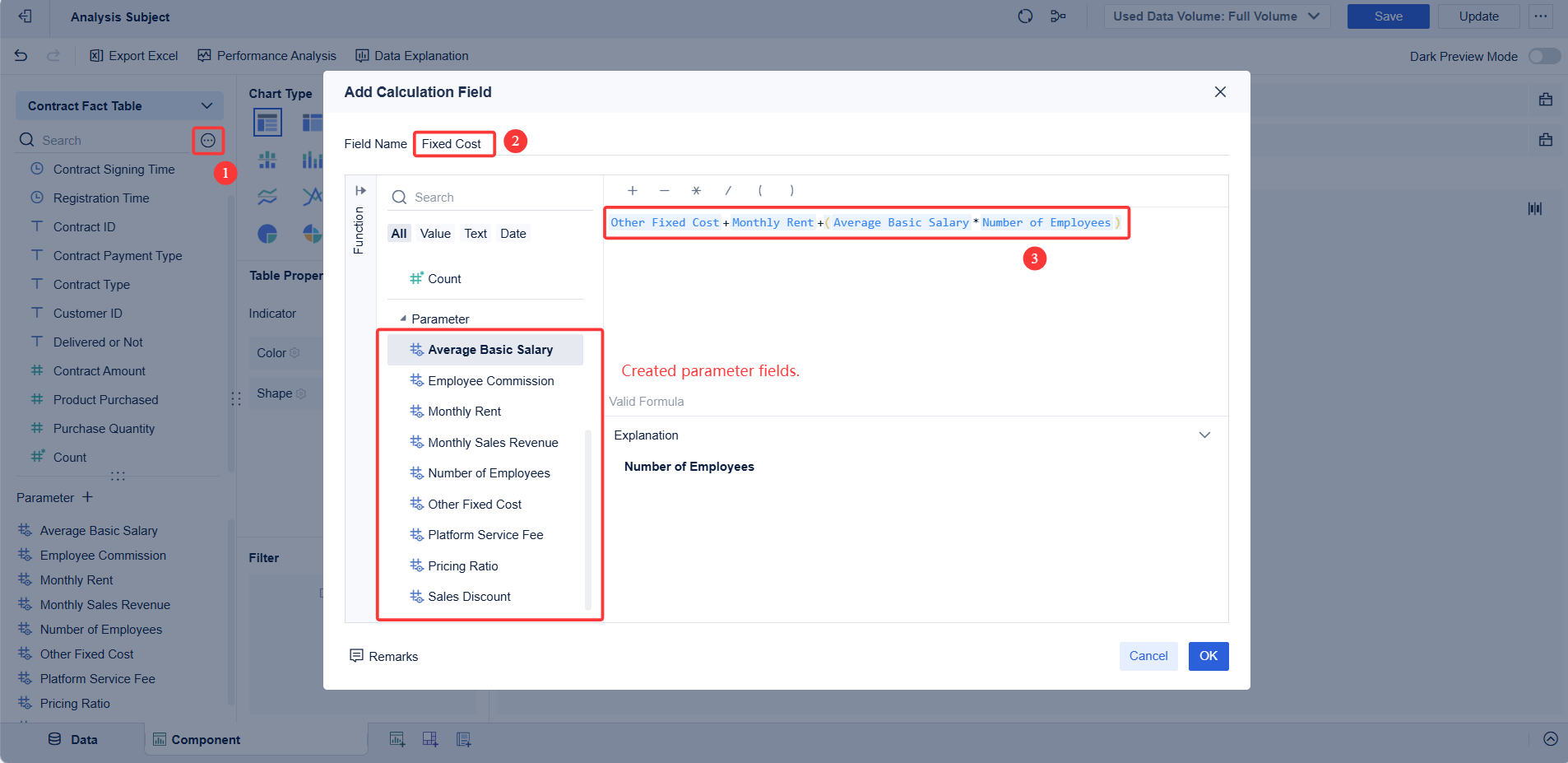 Fixed Cost Field Creation of Break Even Analysis