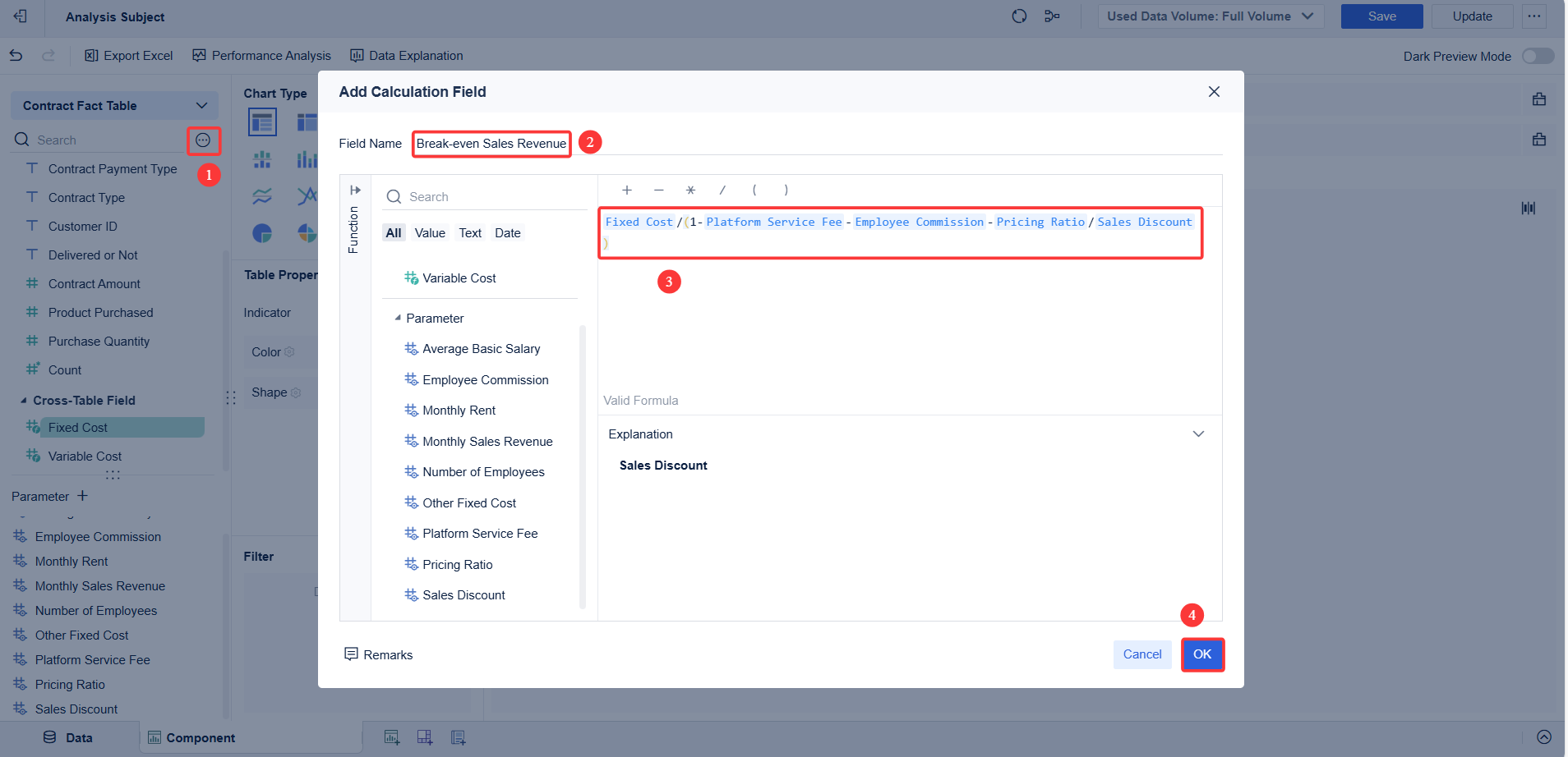 Break-even Sales Revenue Field Creation