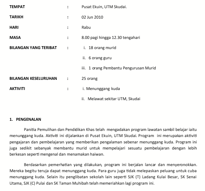 contoh laporan program