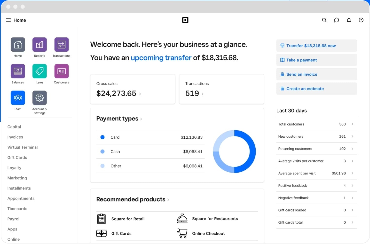 square dashboard